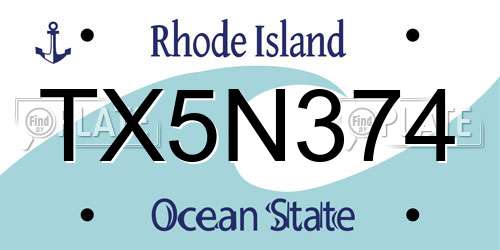 TX5N374 Rhode Island License Plate