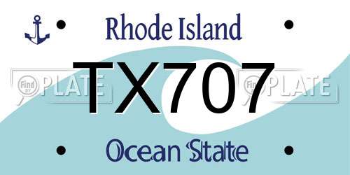 TX707 Rhode Island License Plate