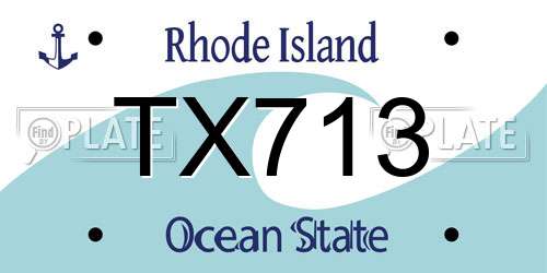 TX713 Rhode Island License Plate