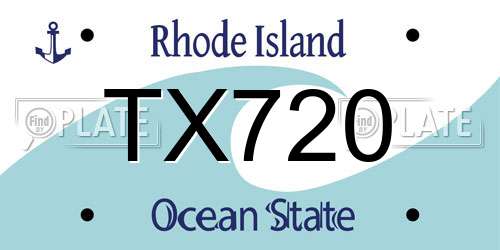 TX720 Rhode Island License Plate