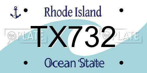 TX732 Rhode Island License Plate