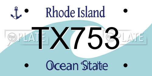 TX753 Rhode Island License Plate