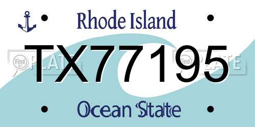 TX77195 Rhode Island License Plate