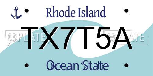TX7T5A Rhode Island License Plate