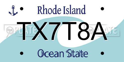 TX7T8A Rhode Island License Plate