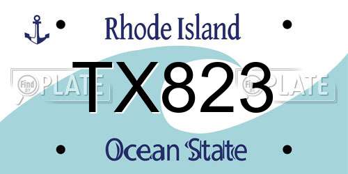 TX823 Rhode Island License Plate