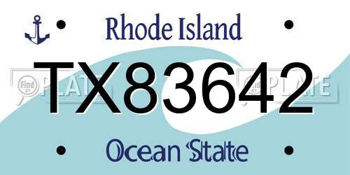 TX83642 Rhode Island License Plate