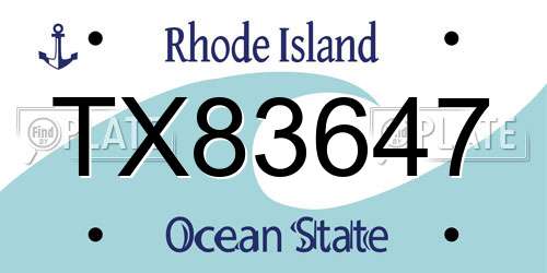 TX83647 Rhode Island License Plate