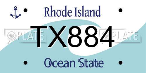 TX884 Rhode Island License Plate