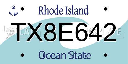 TX8E642 Rhode Island License Plate