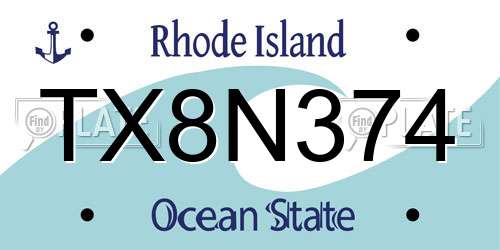 TX8N374 Rhode Island License Plate