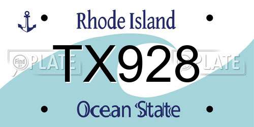 TX928 Rhode Island License Plate