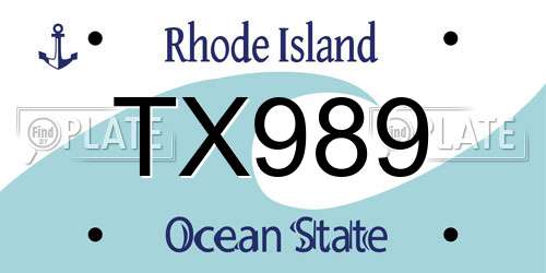 TX989 Rhode Island License Plate