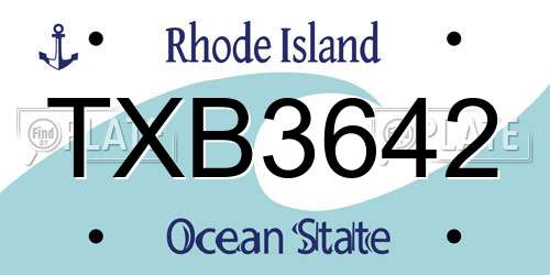 TXB3642 Rhode Island License Plate
