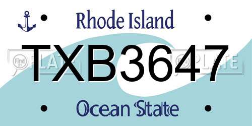 TXB3647 Rhode Island License Plate