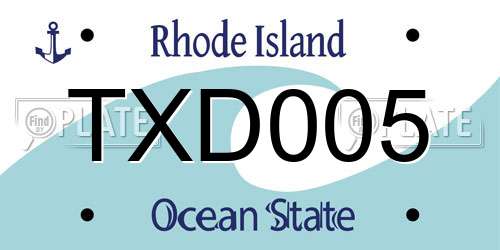 TXD005 Rhode Island License Plate