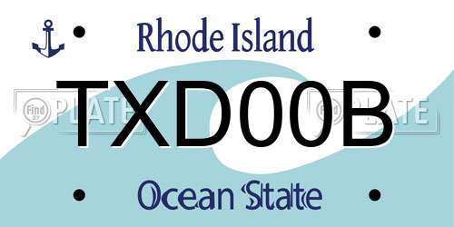 TXD00B Rhode Island License Plate