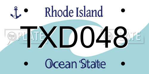 TXD048 Rhode Island License Plate