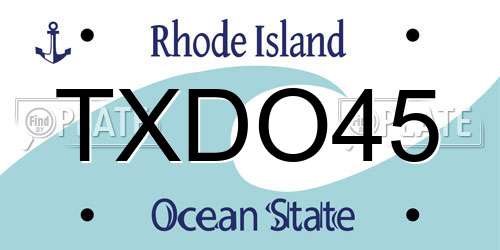 TXDO45 Rhode Island License Plate