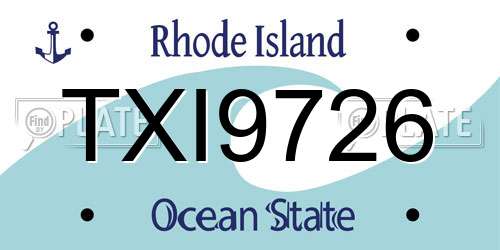 TXI9726 Rhode Island License Plate