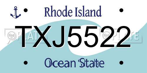 TXJ5522 Rhode Island License Plate