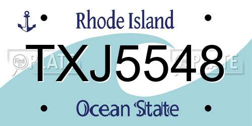TXJ5548 Rhode Island License Plate