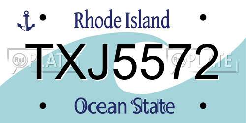 TXJ5572 Rhode Island License Plate