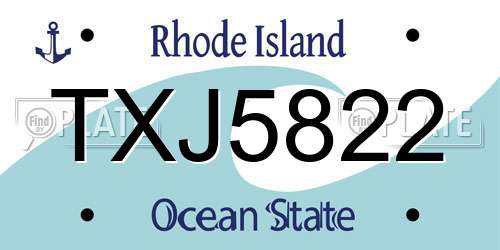 TXJ5822 Rhode Island License Plate