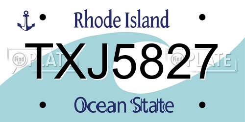 TXJ5827 Rhode Island License Plate