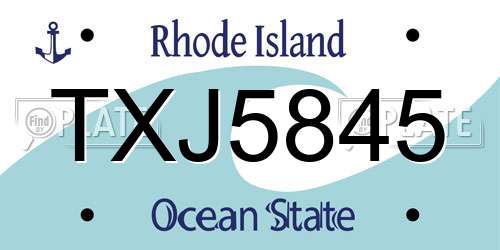 TXJ5845 Rhode Island License Plate