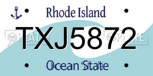 TXJ5872 Rhode Island License Plate