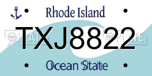 TXJ8822 Rhode Island License Plate