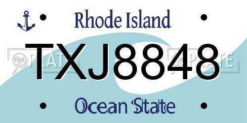 TXJ8848 Rhode Island License Plate