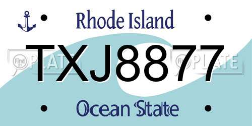 TXJ8877 Rhode Island License Plate