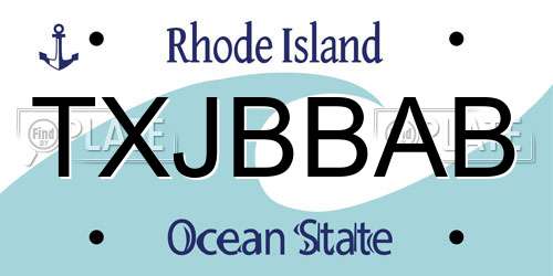 TXJBBAB Rhode Island License Plate