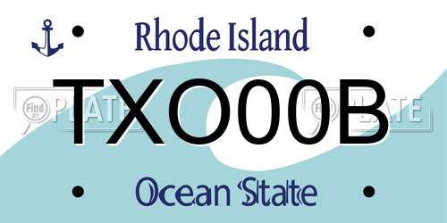 TXO00B Rhode Island License Plate