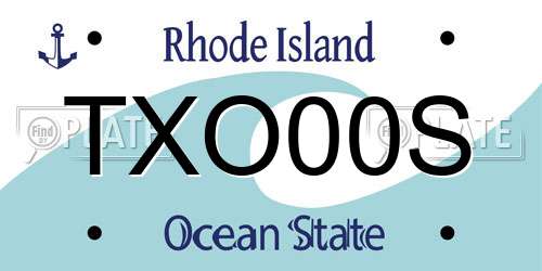 TXO00S Rhode Island License Plate
