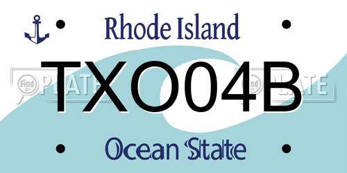 TXO04B Rhode Island License Plate