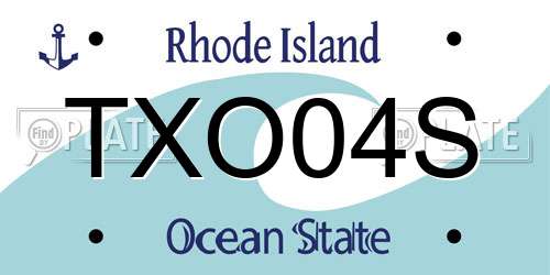 TXO04S Rhode Island License Plate