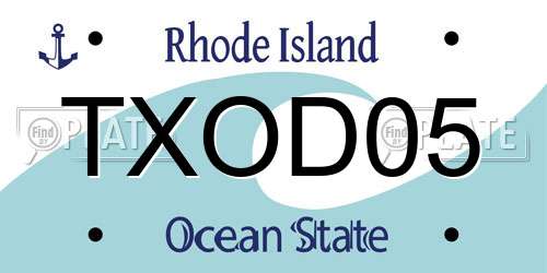 TXOD05 Rhode Island License Plate