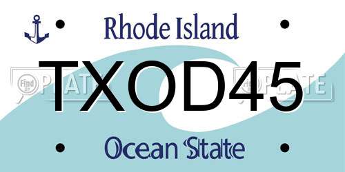 TXOD45 Rhode Island License Plate