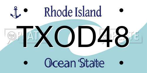 TXOD48 Rhode Island License Plate