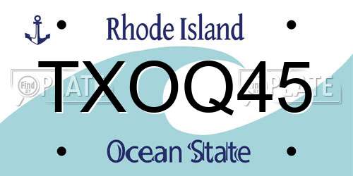 TXOQ45 Rhode Island License Plate
