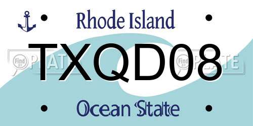 TXQD08 Rhode Island License Plate