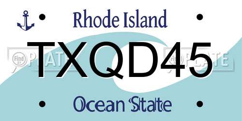 TXQD45 Rhode Island License Plate