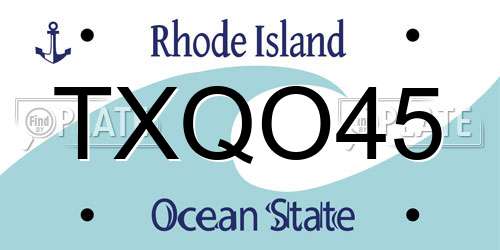 TXQO45 Rhode Island License Plate