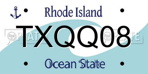 TXQQ08 Rhode Island License Plate