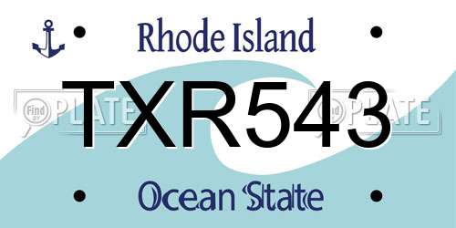TXR543 Rhode Island License Plate