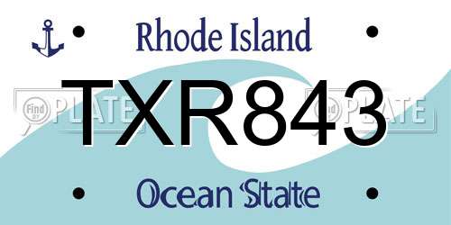 TXR843 Rhode Island License Plate
