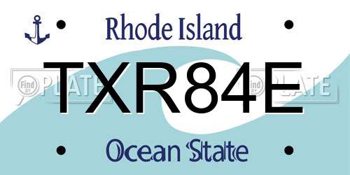 TXR84E Rhode Island License Plate